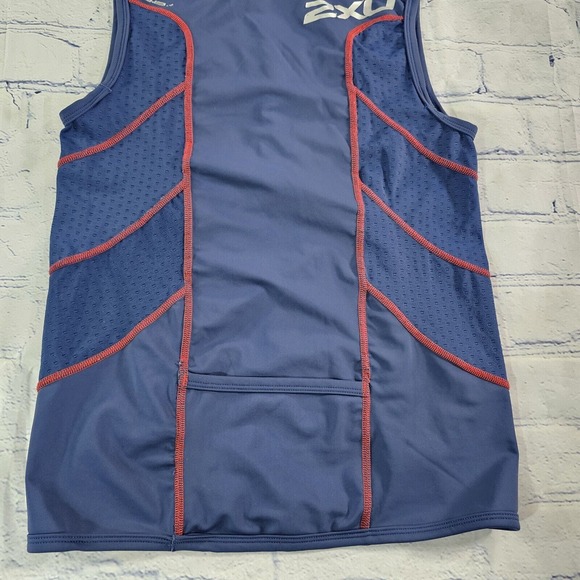 2XU Running Singlet Triathlon Tank Sleeveless 1/2 Zip Blue WOMENS SIZE LARGE - Picture 2 of 10